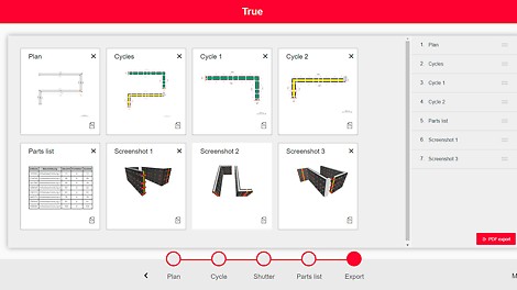 Выбранные виды, иллюстрации и спецификации формируются в один документ для дальнейшего скачивания в формате PDF.