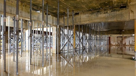 Om de 0 vloer te kunnen storten is er voor de doorstempeling van de -1 vloer gekozen voor herstempeling door middel van PEP ERGO 