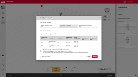 Aperçu des charges de la tour d'étaiement PERI UP Flex