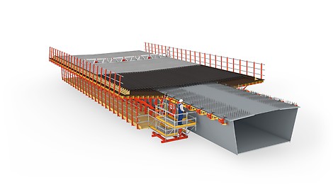 The VTC Composite Track is a solution for in-situ concreting of composite bridges, where no formwork carriage support is needed.