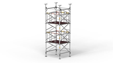 The assembly and working levels of the PERI UP Flex Shoring Tower MDS ensure safe working conditions at all times along with very convenient internal access.