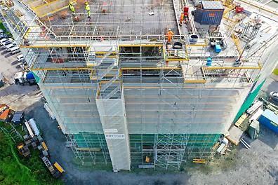 PERI UP fasadestillas, Skydeck dekkereis, PERI UP Trappetårn og PERI UP innlastningstårn 