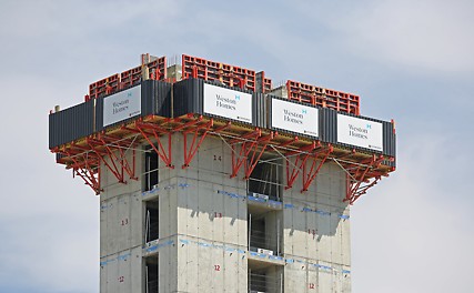 CB Climbing Formwork is normally used for supporting large-sized, anchored wall formwork which can be moved quickly by crane.