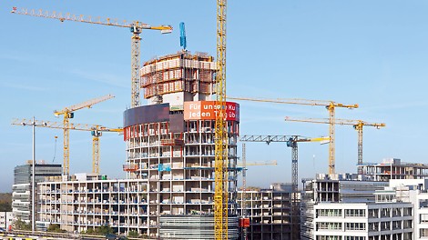 Construction of the 76 meters high office tower.