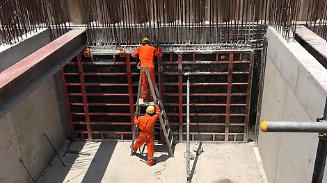 Partial concrete walls of the muck pit with TRIO panels