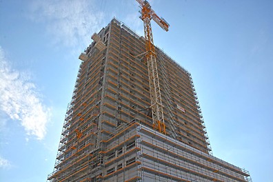 PERI UP façade Scaffold used in this project to provide safety and efficiency