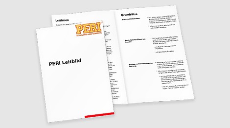 PERI Leitbild <p>Zum Erfolg von PERI geh&ouml;rt von Anfang an ein stabiles Wertefundament. Es sind drei Grunds&auml;tze, die Artur und Christl Schw&ouml;rer besonders wichtig sind: Achtung des Einzelnen, bestm&ouml;glicher Dienst am Kunden und Streben nach hervorragender Leistung. 1985 formt Gr&uuml;nder Artur Schw&ouml;rer aus diesen gelebten Grunds&auml;tzen ein Leitbild.</p><br/>
