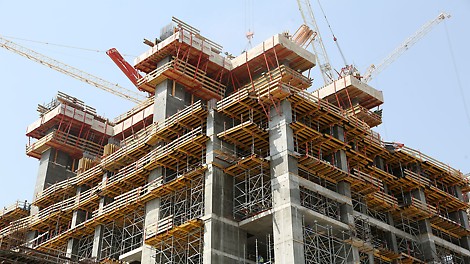 PERI UP Rosett shoring system used with GT24 girders for non-typical floors