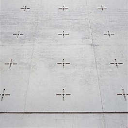 Matrices nailed to the plywood resulted in perfect imprints in the concrete.