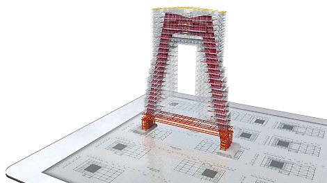 The picture shows a scaffolding model in Augmenteted Reality. 