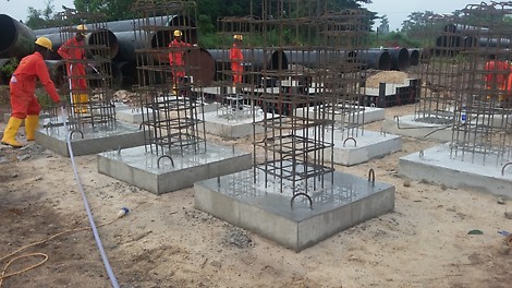 Precasting of concrete support for pipes and valves in OILSERV LIMITED OB3 camp