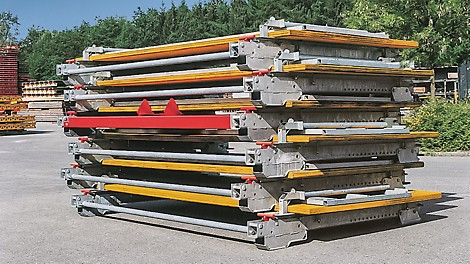 Výška pouze 27cm zajišťuje efektivní stohování a tím minimální nároky na prostor během přepravy a na staveništi.