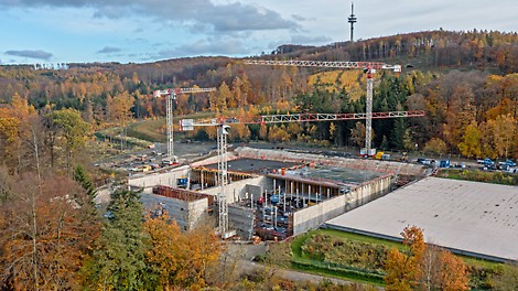 Fernaufnahme der Baustelle des Hochbehälters Petze IV