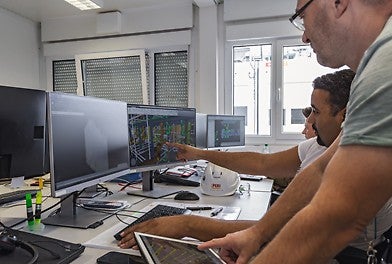 3D planning based on the BASF plant model faciliates scaffolding solutions and adjustments while, taking into account all plant components, which are to be assembled.
