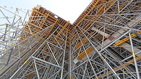 PERI UP shoring system used at various heights supporting the slab formwork