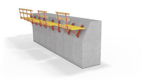 The lightweight VGK Work Platforms allow use on walls sloping both forwards and backwards, making them ideally suited for projects with complex geometries. The platforms are available in three different widths to meet a wide range of requirements.