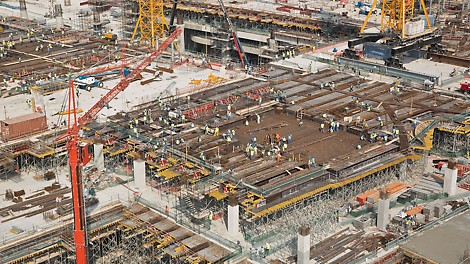 Midfield Terminal Building, Abu Dhabi - Over 6,000 PD 8 slab tables are in continuous use which is the equivalent to an area of almost 10 football pitches.