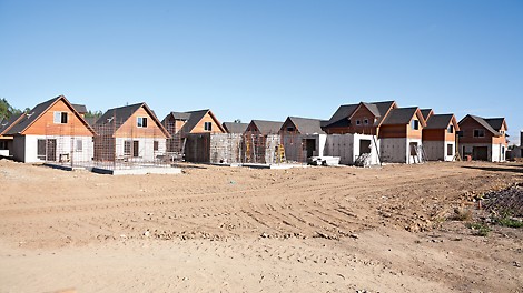 Construction of the housing complex Los Portones de Linares, Chile