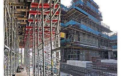 Highly flexible, adaptable and movable even in large units. PERI UP Flex also provides high level of safety with its self-securing deck and complete flat covering of working areas.