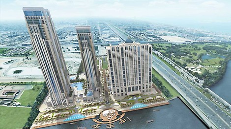 Habtoor Leighton project located on the banks of the Dubai Water canal.