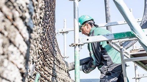 Filling the reinforcement cages with a Sika unique concrete formulation. <br/>(Photo: PERI SE)