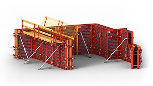 PERI DOMINO : le coffrage cadre léger pour la construction de fondations ou de bâtiments, avec des éléments en acier ou en aluminium.
