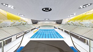 Aquatics Centre, Londýn - mimoriadny pohľadový betón