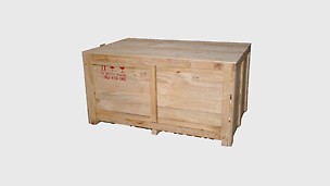 Wooden crate, for stacking and transportation of components