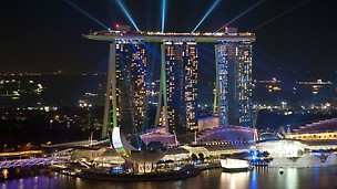 Marina Bay Sands, Singapore - The American Las Vegas Sands Corporation is the owner of the complex the highly visible hotel towers.