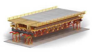 The easy to handle shoring construction kit for truss girders, shoring towers and pedestrian bridges