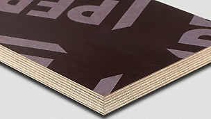 PERI Birch 220 to wytrzymała płyta poszycia pozwalająca uzyskać gładkie powierzchnie betonu licowego.