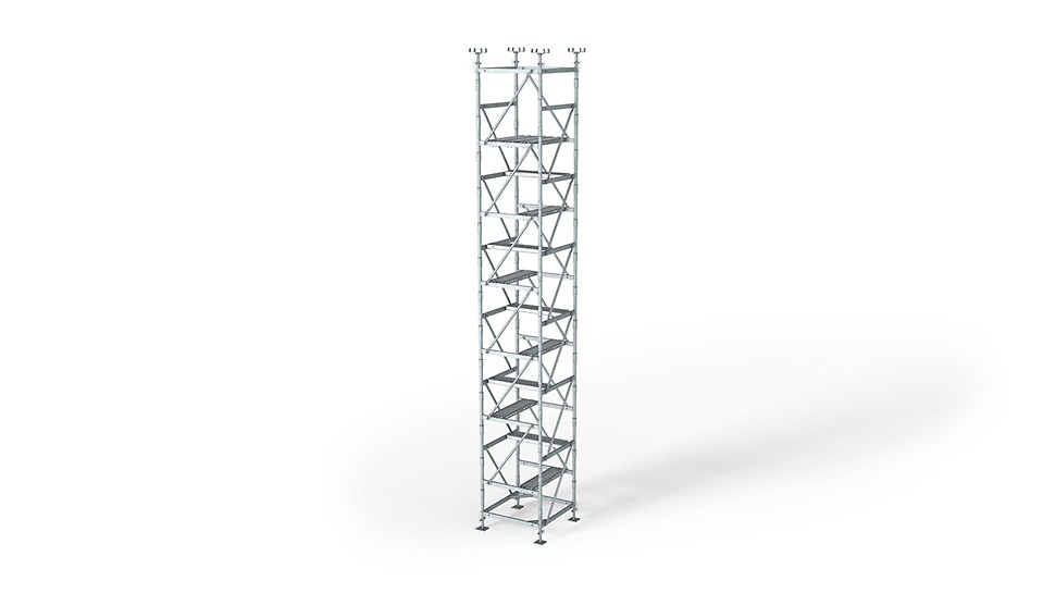 El sistema de cimbra racional como torre de bastidores con pocos componentes