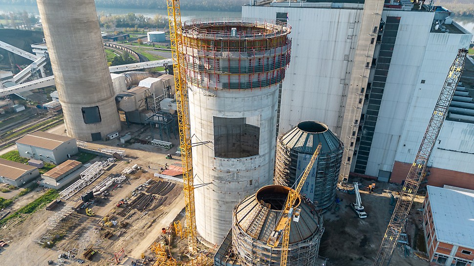 Objekat 75 sa svojom visinom od 150 m predstavlja najkompleksniji građevinski objekat postrojenja za odsumporavanje Termoelektrane Nikola Tesla B