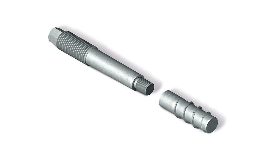 The Refurbishment Anchor consists of two parts of which only the Internal Threaded Sleeve is lost; the anchor bolt can be unscrewed and removed after use and can be re-used many times over. This facilitates dismantling work and saves costs.