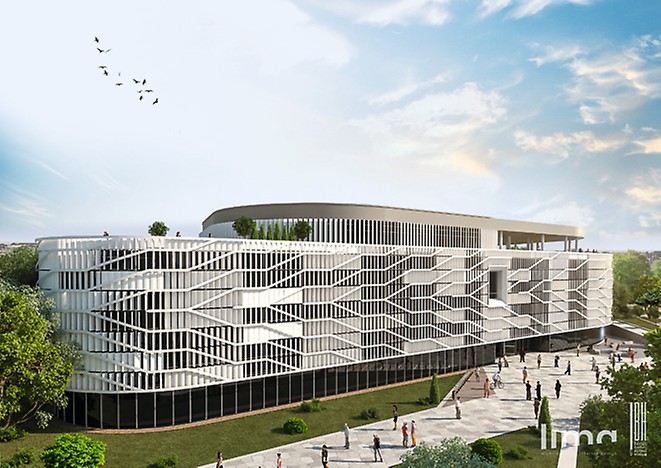Az oktatási épület látványterve. Készítették: Lima Design Kft. és Bánáti + Hartvig Építész Iroda Kft. Forrás: KEDO Zrt.