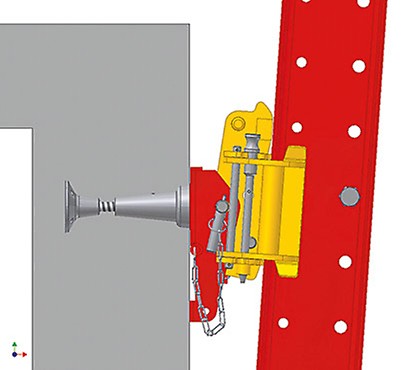 W celu płynnego pokonywania uskoków ścian, szynę wspinania RCS można odchylić od pionu w obu kierunkach pod kątem 4°.