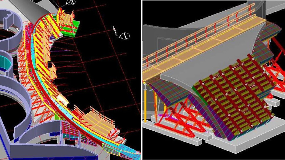 Conceção especial de cofragem para muros de dupla curvatura 3D PERI Iberia