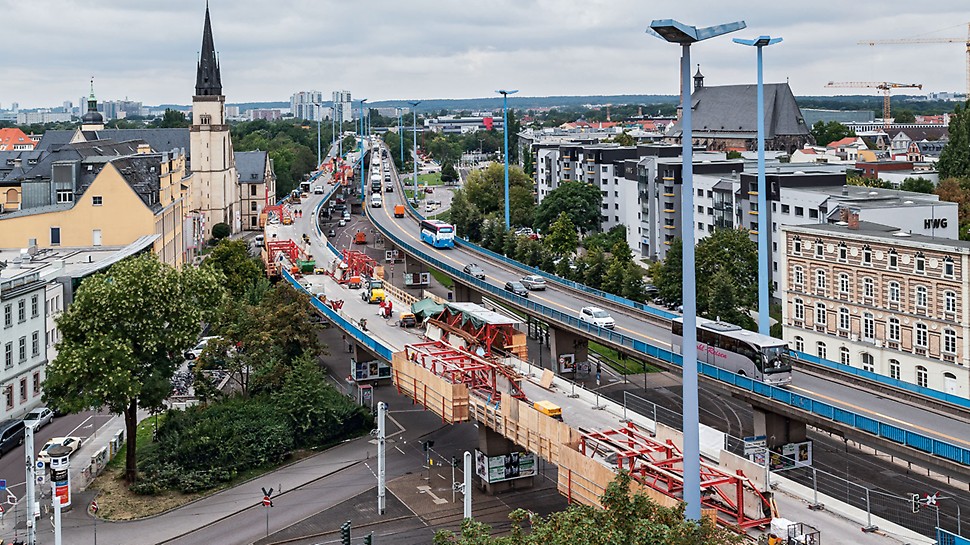 Franckeplatz Elevated Road Bridge, Halle/Saale, Tyskland| Renovasjon av kantdrager med VGW