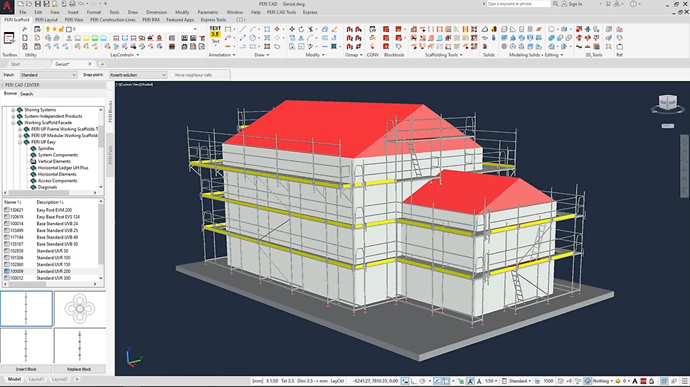 Automatisez la conception avec les systèmes d'échafaudage de façade PERI de PERI CAD.