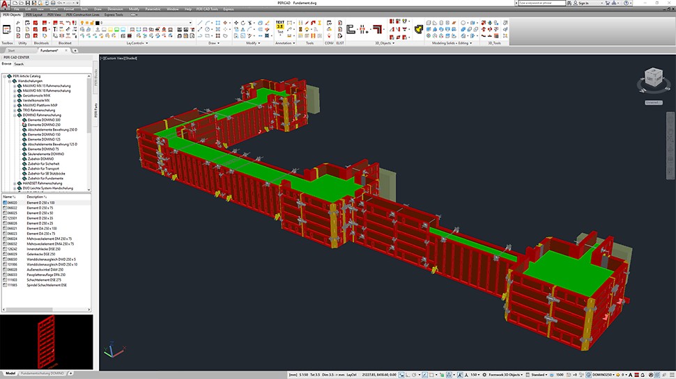 Find the PERI components in the PERI CAD Center you need to generate your individual formwork design in 3D.