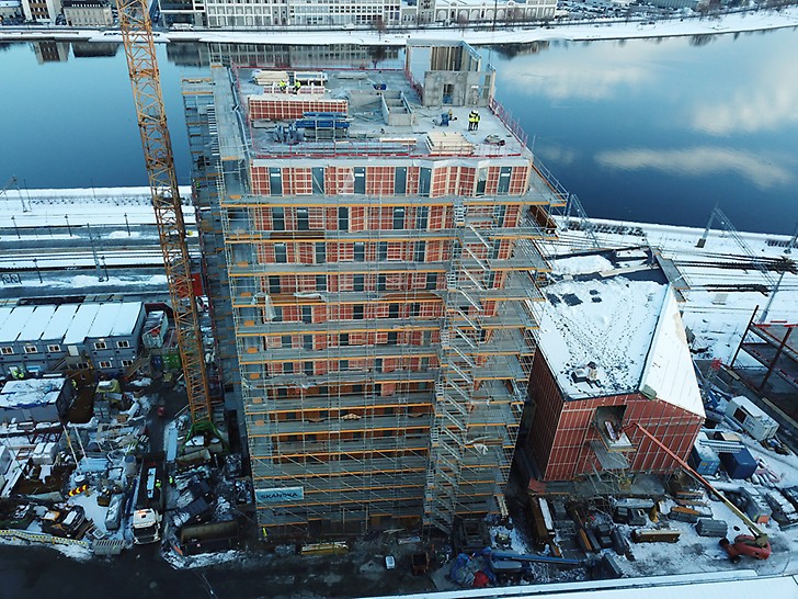Quality Hotel River Station blir Drammens høyeste bygning PERI UP stillas scaffolding Quality hotell river station  