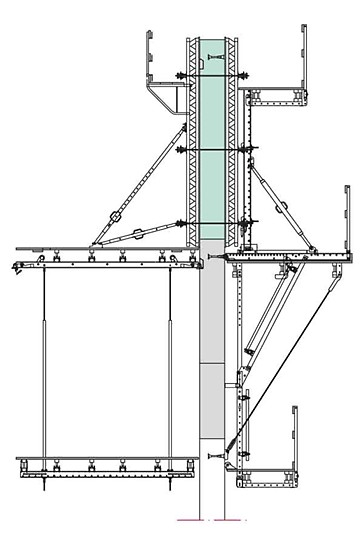 Sistema PERI SCS può essere impiegato anche per casseforme a doppio paramento con tiranti alte fino a 6 m