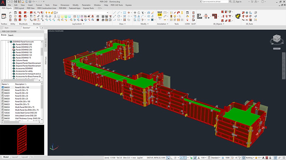 Find the PERI components in the PERI CAD Center you need to generate your individual formwork design in 3D.
Finn PERI-komponentene du trenger for å generere din individuelle forskalingsdesign i 3D i PERI CAD senteret.