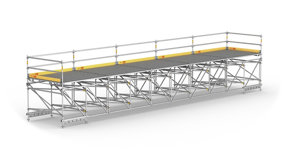 For wide-span working platforms and temporary pedestrian footbridges
