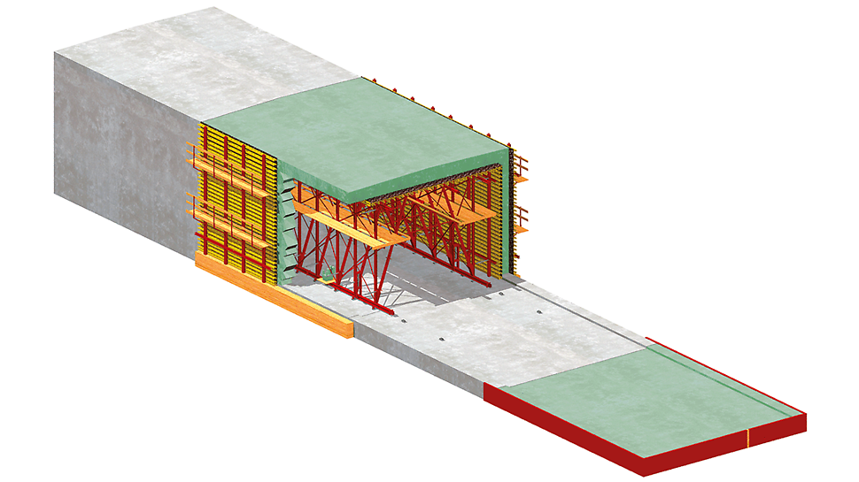 VARIOKIT Tunnel konstruktionsystem: Diagram för tunnel med semi-monolithic open metod – Variant 1