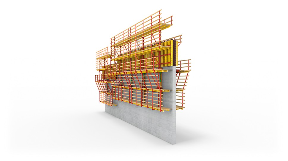 The Self-Climbing System ACS-R with the one-sided reinforcement scaffold in advance.