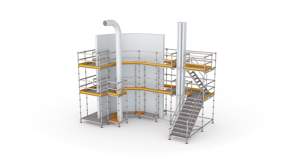 Safe working at any height through the high flexibility of the modular scaffolding
