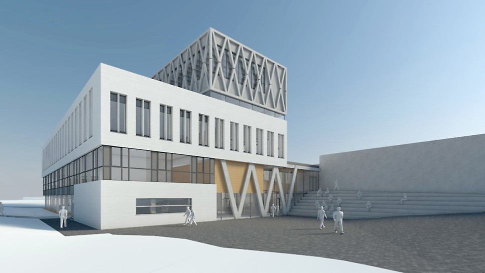 3D-simulatie van de nieuwbouw van de practica en het DoCoLab van de UGent. Foto: © Modulo Architects bvba