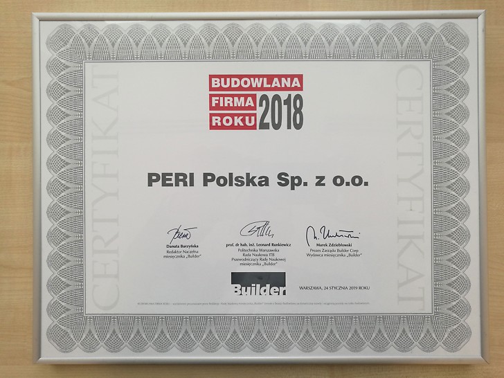 Budowlana Firma Roku 2018 - PERI Polska
