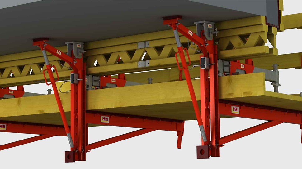 After the initial assembly of the PERI VGK Cantilevered Parapet Bracket, access by means of an elevating work platform or scaffolding is not necessary.